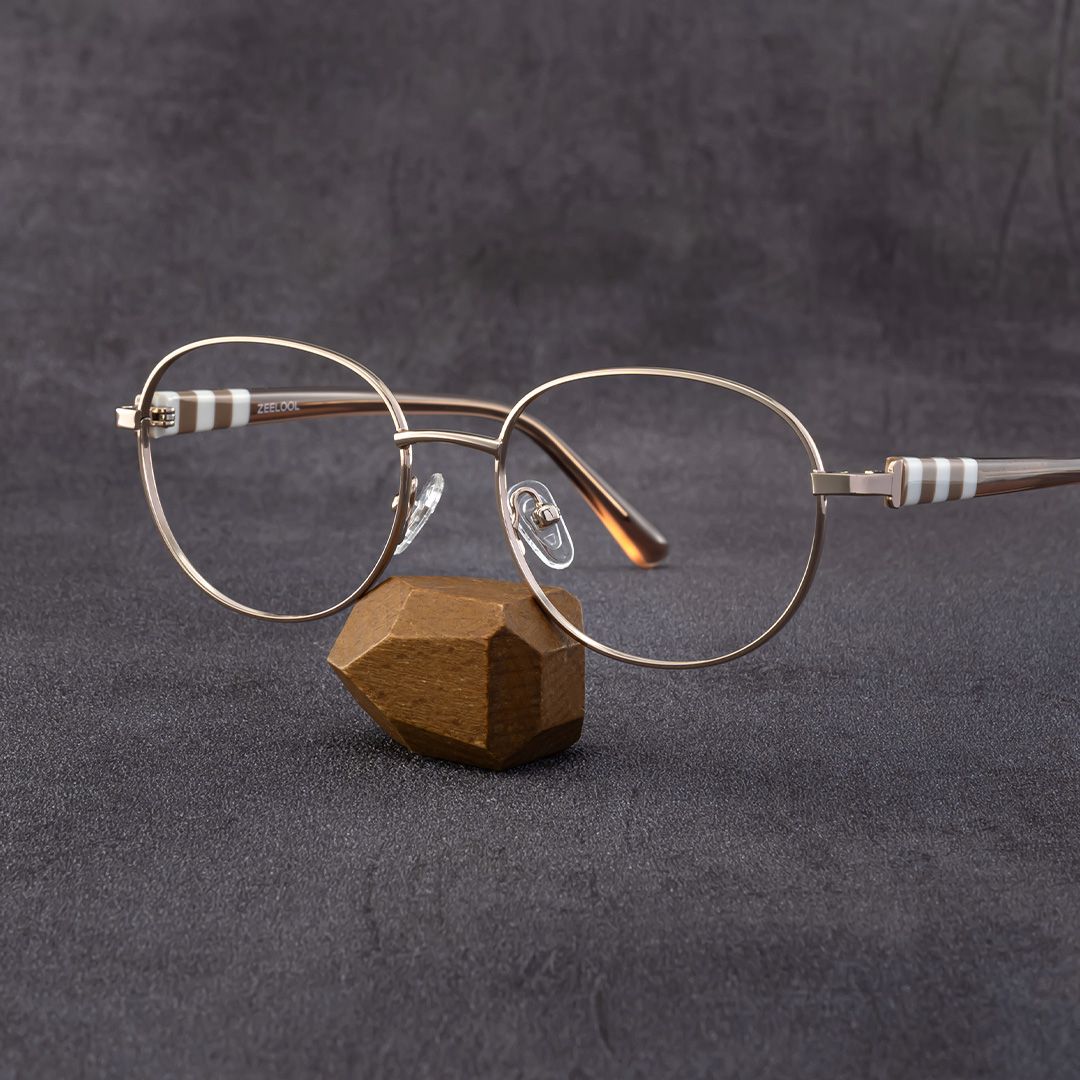 Willa Oval Light gold Frame Eyeglasses for Woman| ZEELOOL Canada0