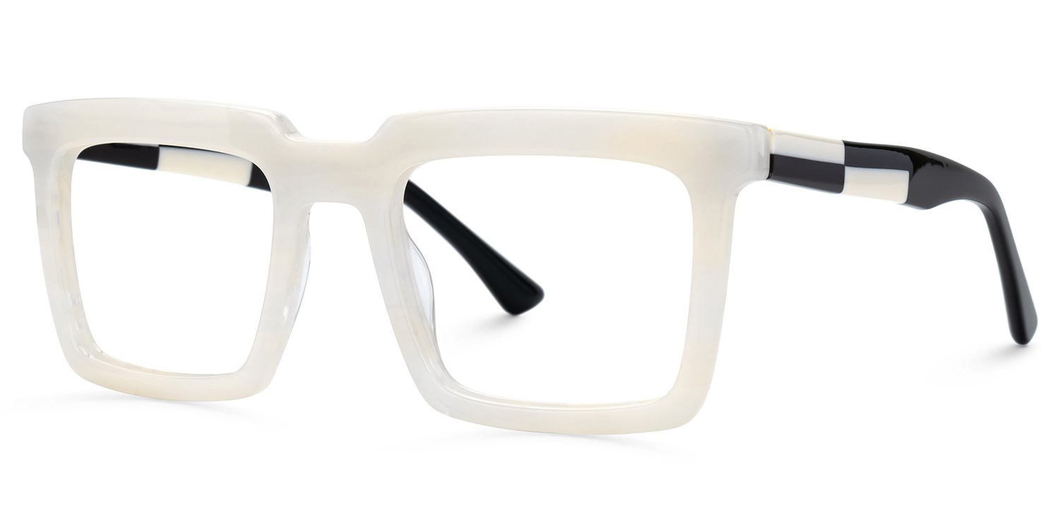 Leblanc Square White Acetate Glasses for Men | ZEELOOL Canada2