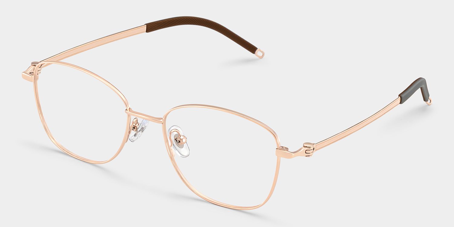 Nicole Gold Wire Frame Glasses in Rectangle Metal Material | ZEELOOL2