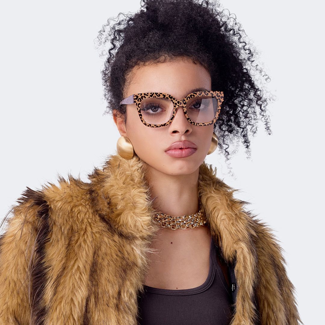 Designer Brown Leopard Square Prescription Glasses5