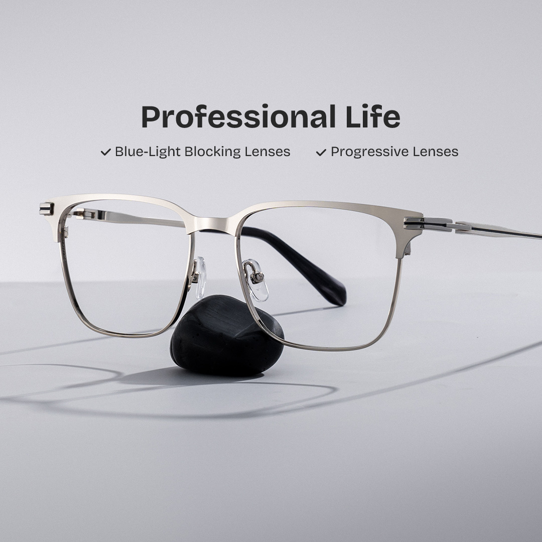 Marshall Silver Rectangle Prescription Glasses | ZEELOOL Canada0