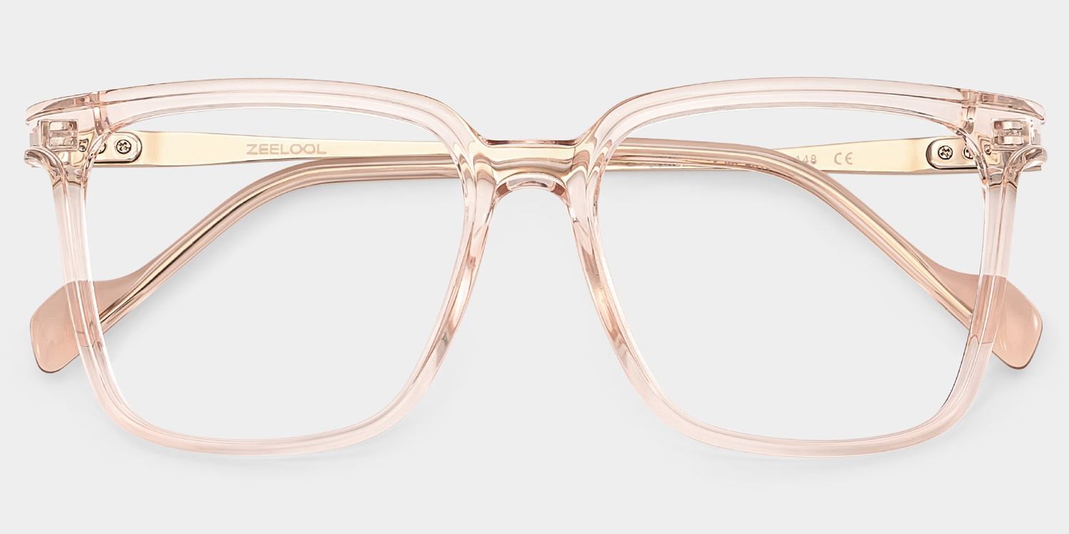 Thin Beige Frame Glasses With Square Shape2