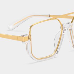 Oromiya Gold Clear Geometric Glasses7