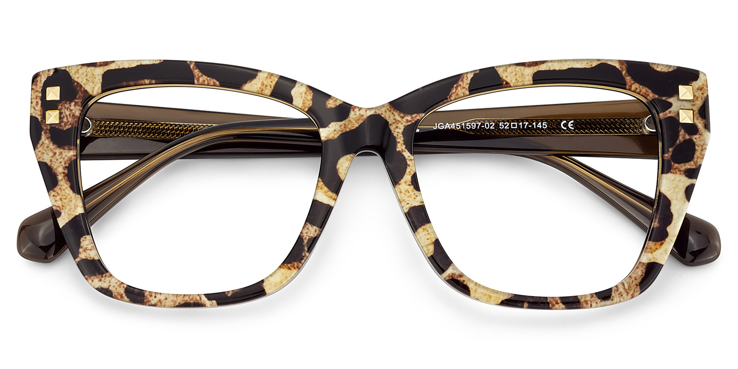 Tessia Square Brown Leopard Glasses3