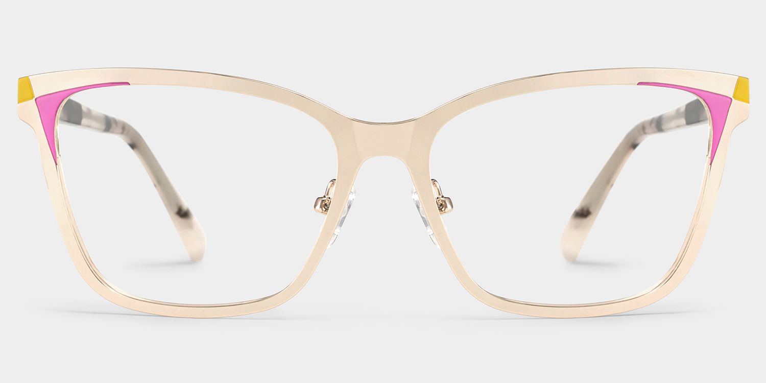 Elise Gold Frame Glasses with Rectangle Frame Online | ZEELOOL Canada1