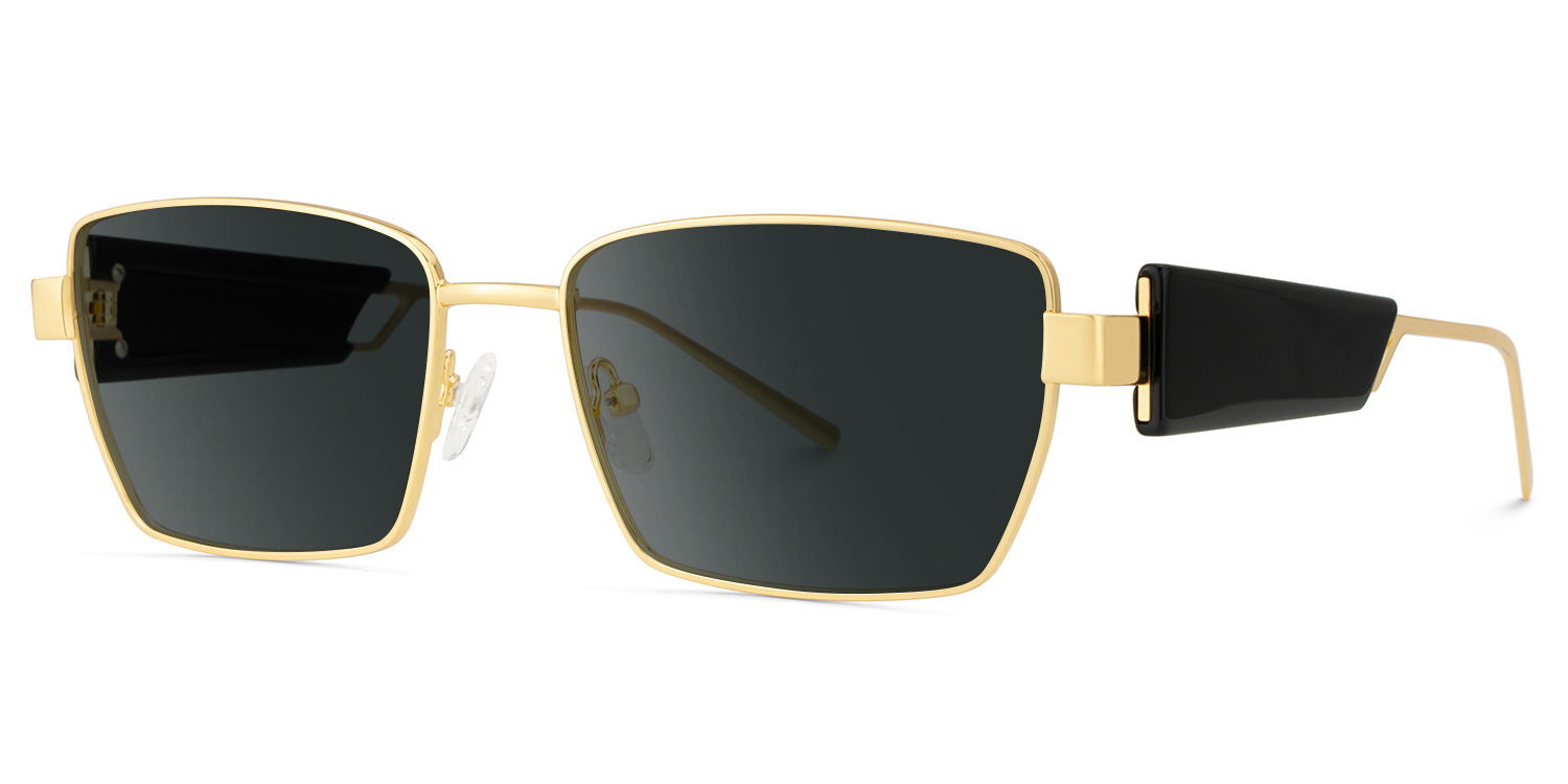 Aluna Rectangle Gold Polarized Sunglasses2