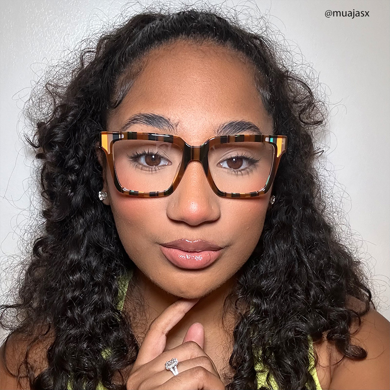 Brown Stripe Square Acetate Glasses5