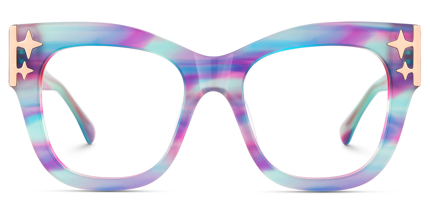 Minfia Square Blue Purple Glasses2