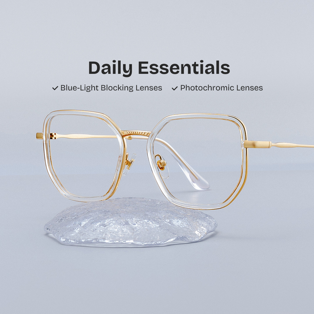 Levi Eyeglasses in Geometric Gold Frame | Zeelool0