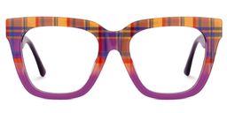 Boston Square Purple-Plaid Glasses0