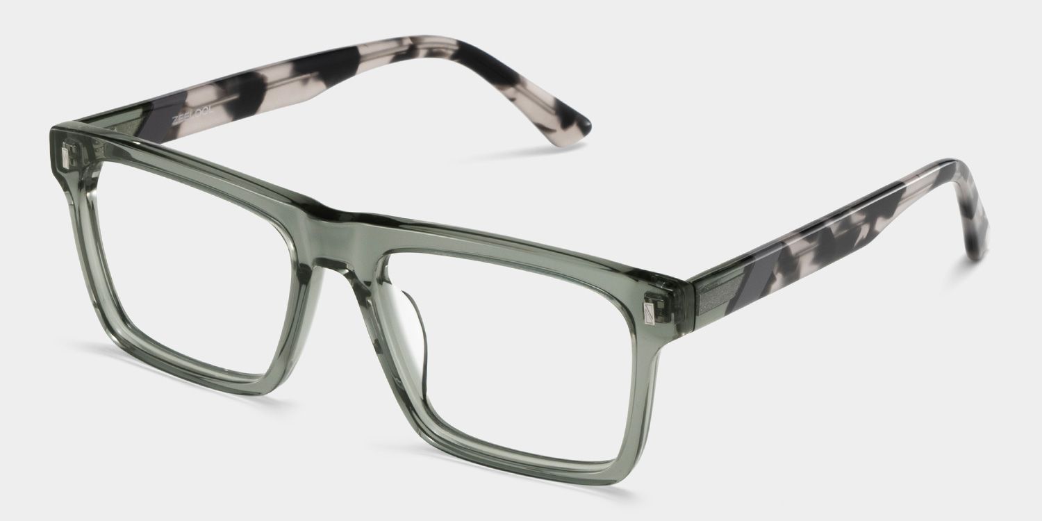 Rectangle Gray Green Eyeglasses- Henry Acetate Frame Glasses2