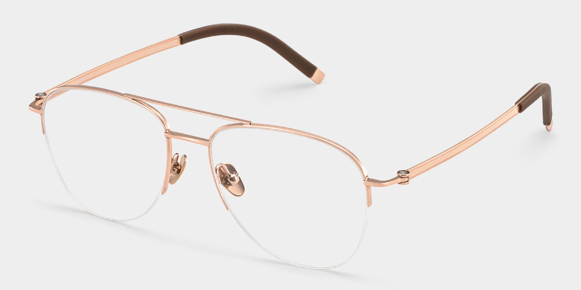 Grayson Half Rim Aviator Eyeglasses in Gold Wide Frames | ZEELOOL2