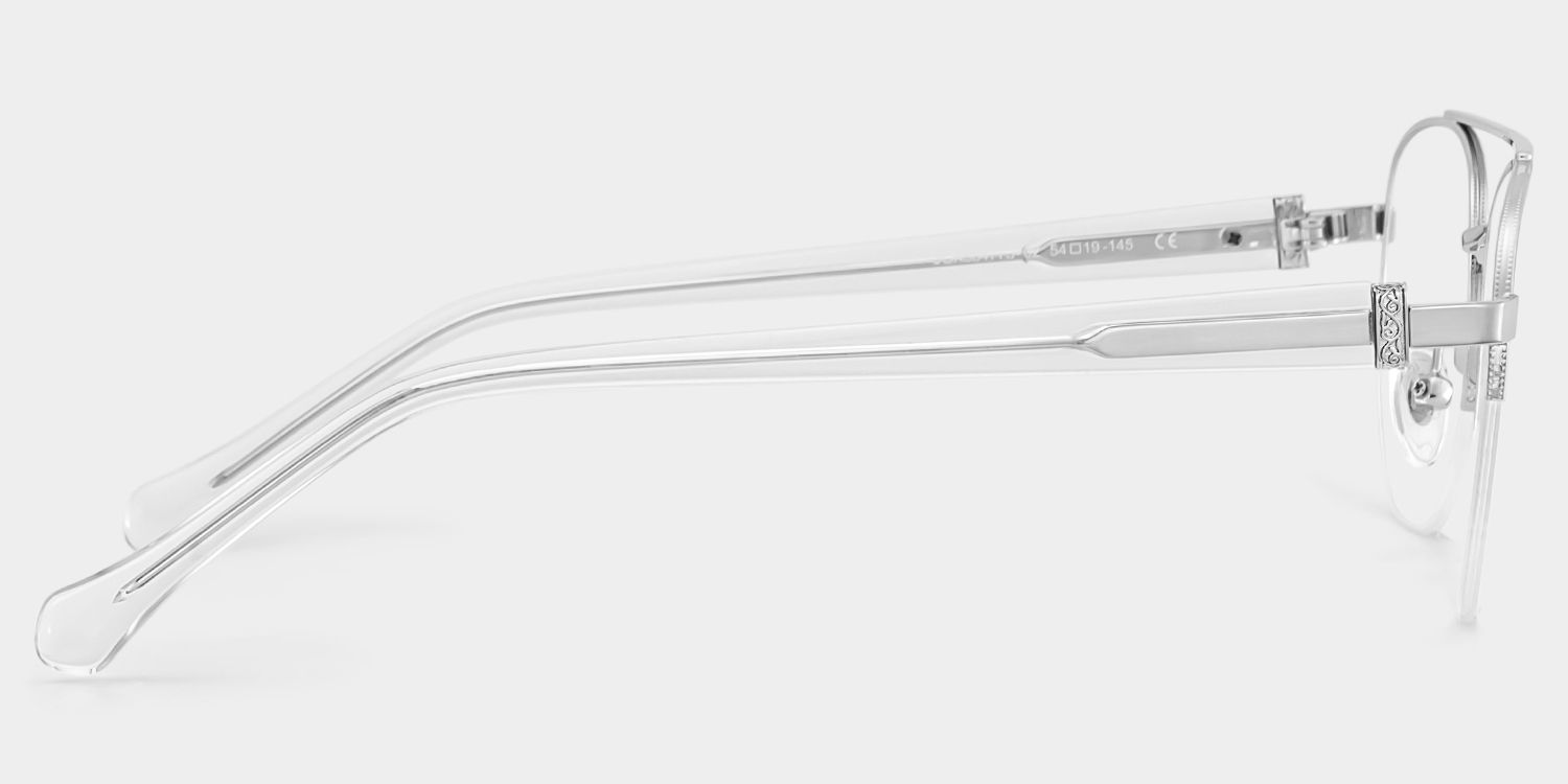 Emily Silver Frame Glasses with Aviator Frame Online | ZEELOOL3