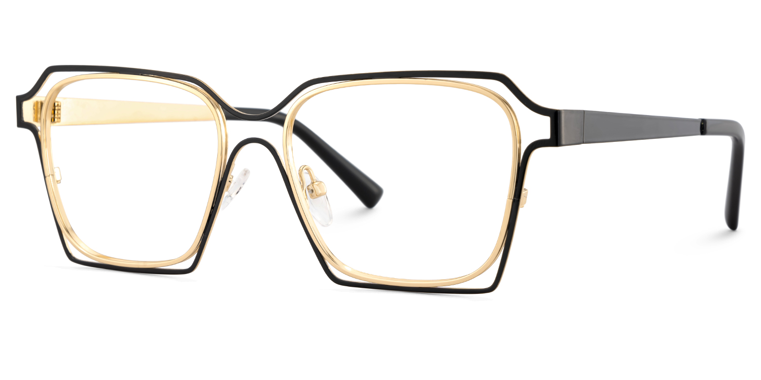 Foday Geometric Black Gold Glasses3