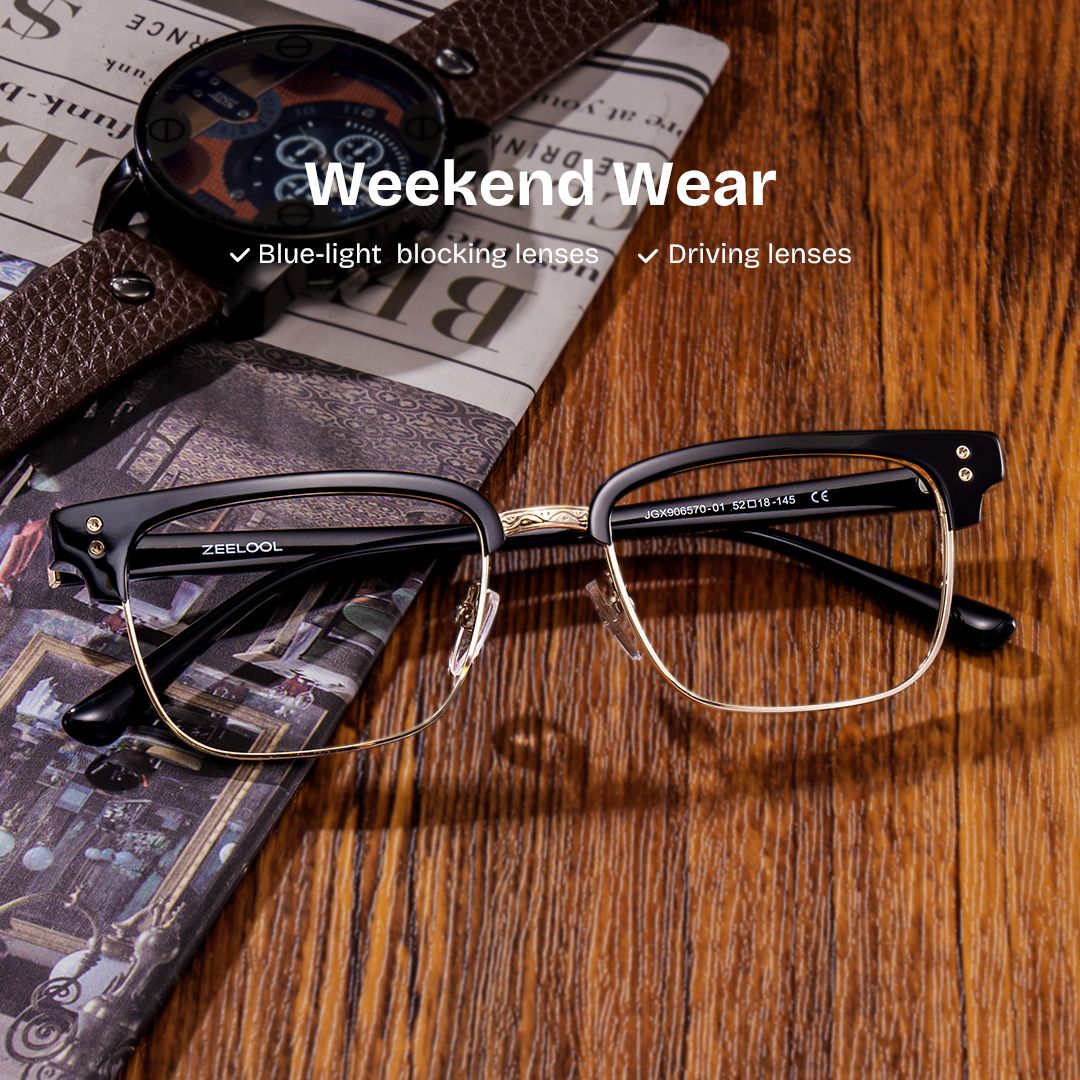 Ryan black and gold browline Frame glasses Online | ZEELOOL0