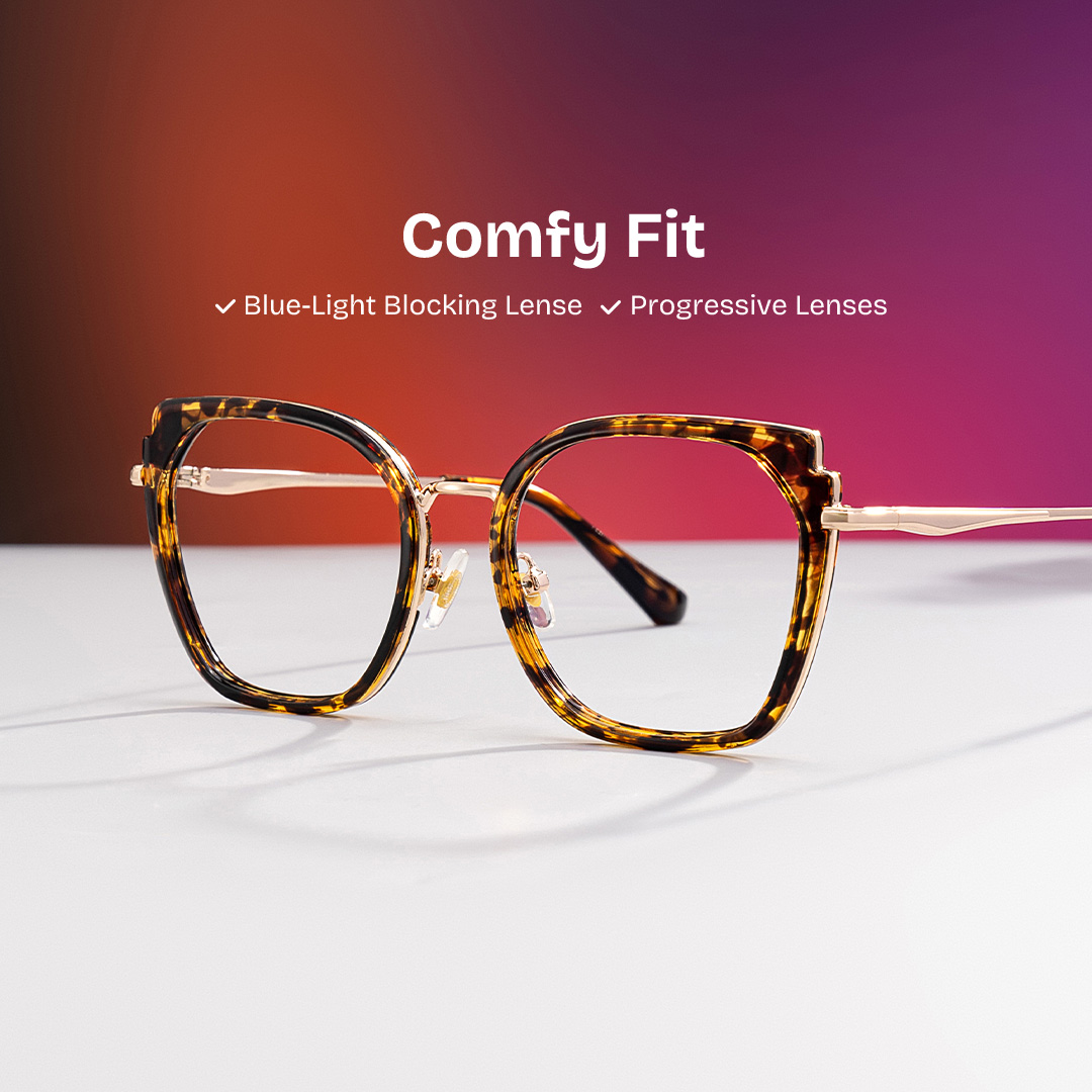 Tortoise Metal Frame Glasses With Wide Size For Women0