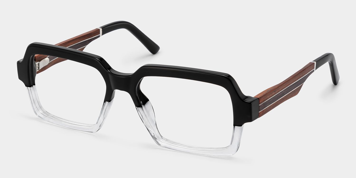 Jack Rectangle Black & Clear Frame Glasses | Zeelool4