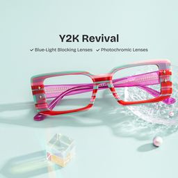 Gleam Rectangle Red Glasses0