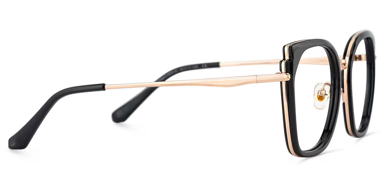 Black Metal Frame Glasses With Wide Size For Women4