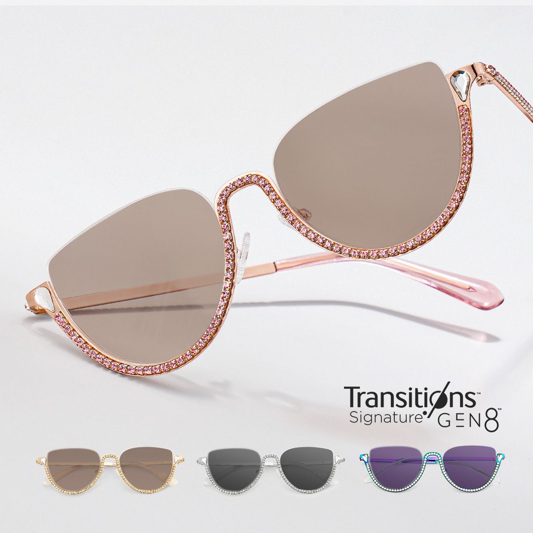Half Frame Cat Eye Glasses With Shiny Pink Diamonds1