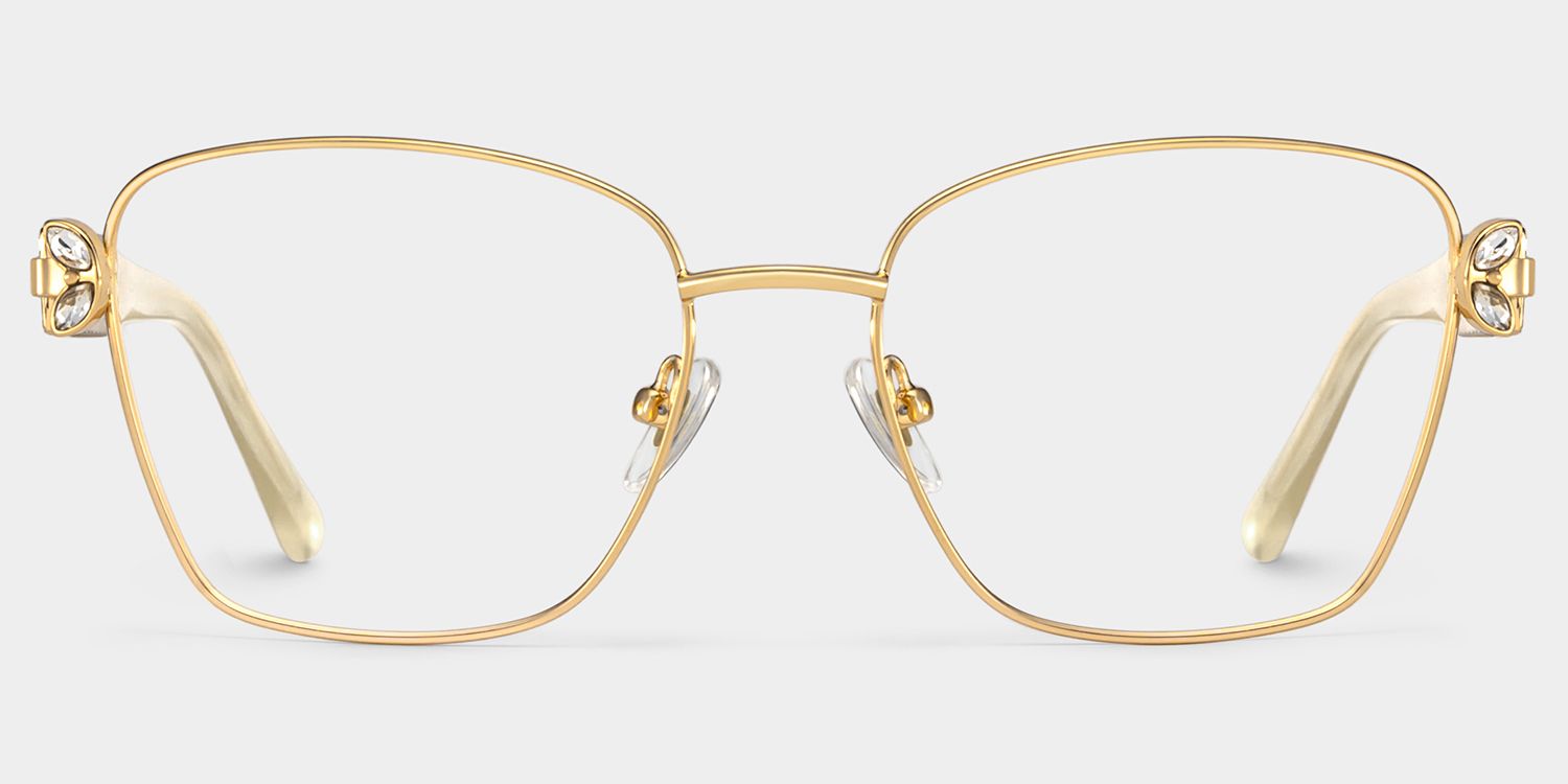 Rectangle Gold Eyeglasses- Ellie Metal Frame Glasses0