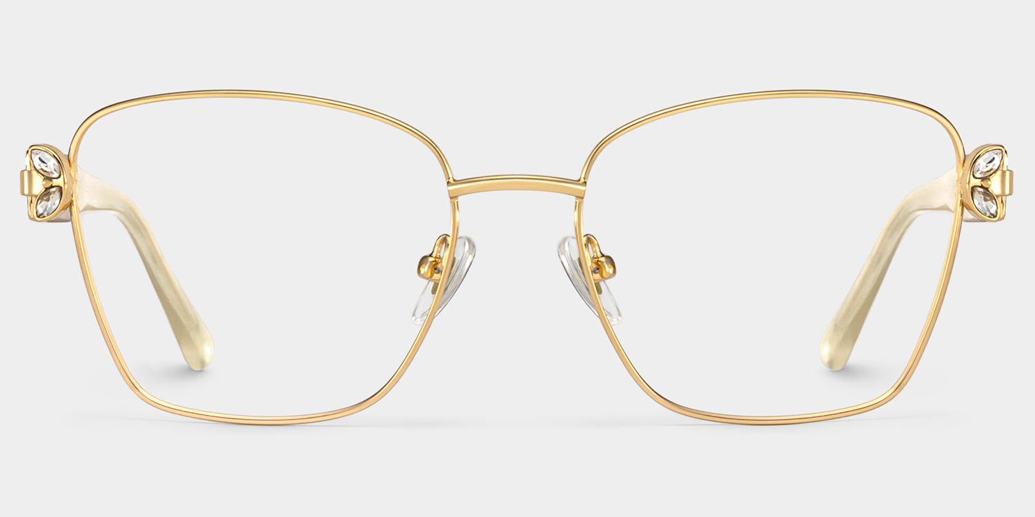 Rectangle Gold Eyeglasses- Ellie Metal Frame Glasses0