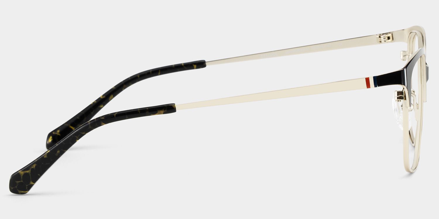 Vera Black Gold Frame Glasses with Browline Frame Online | ZEELOOL4