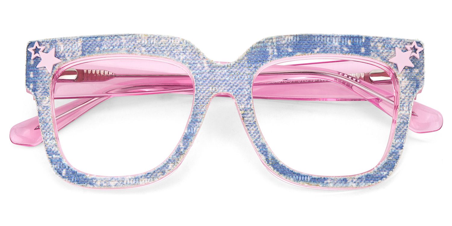 Teresita Thick Blue Denim Glasses in Square Design | ZEELOOL Canada2