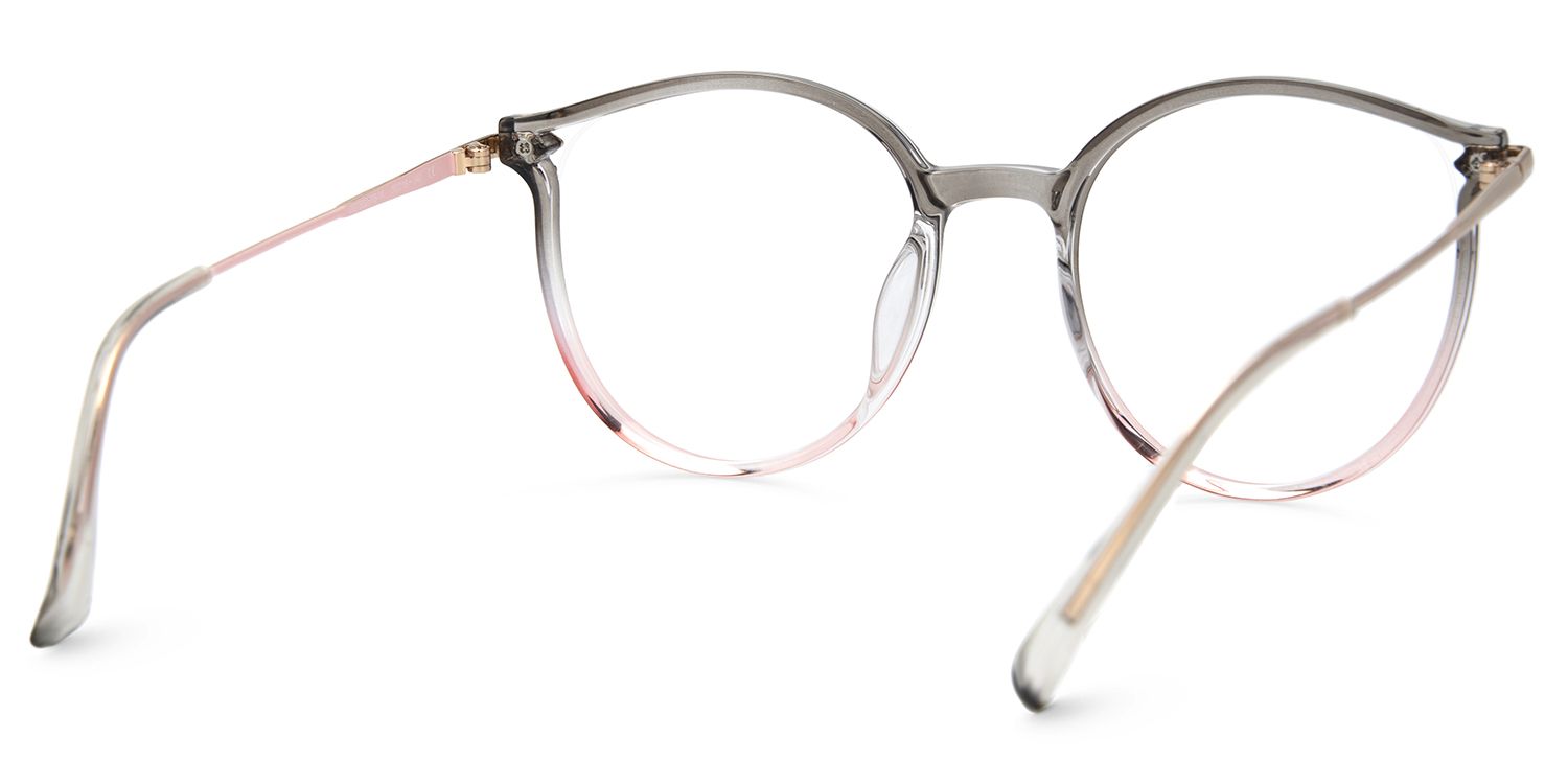 Caylan Gray Pink Round Glasses On Heart Shaped Face3