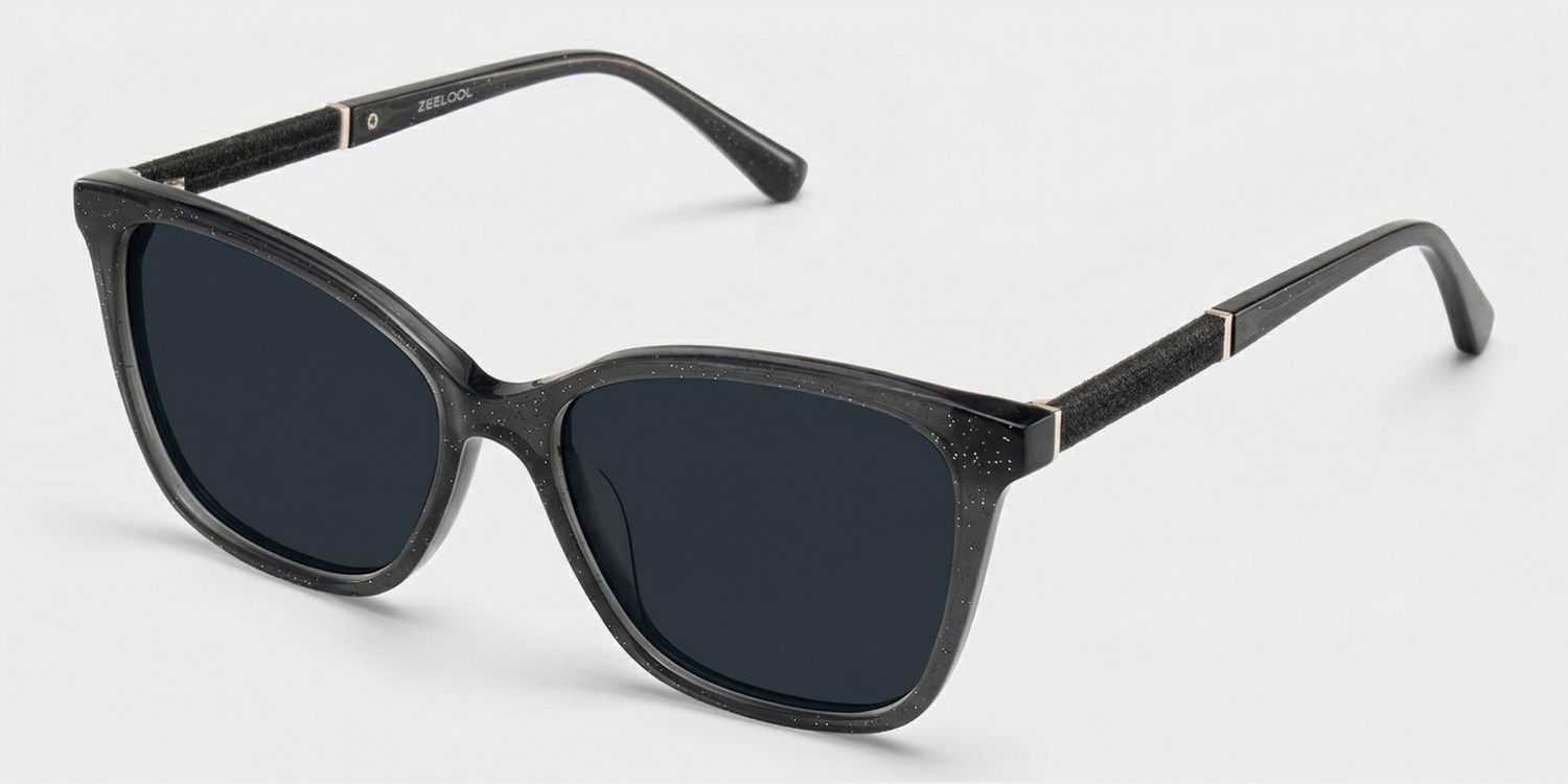 Finnian Square Black Glitter Glasses Frames for Women | ZEELOOL2