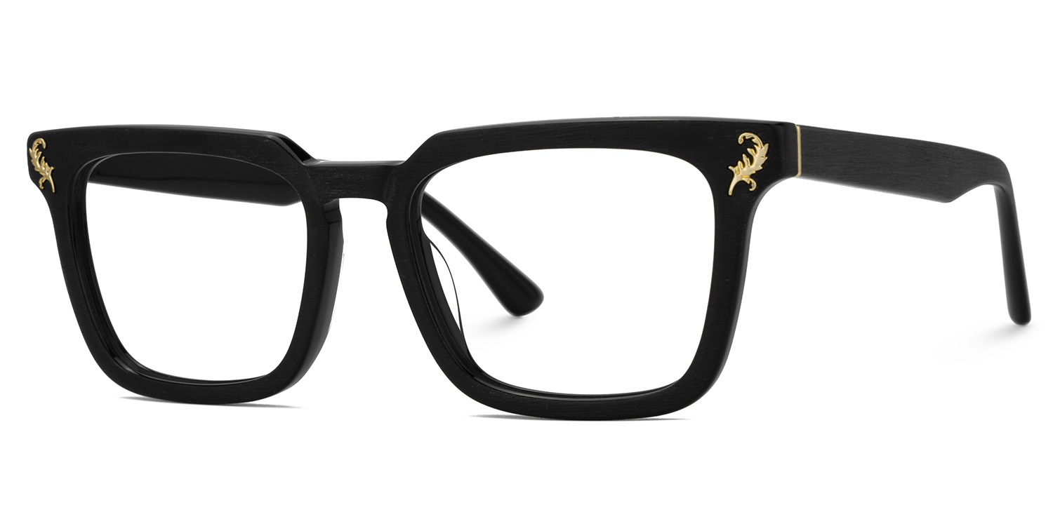Bashir Rectangle Black Glasses3