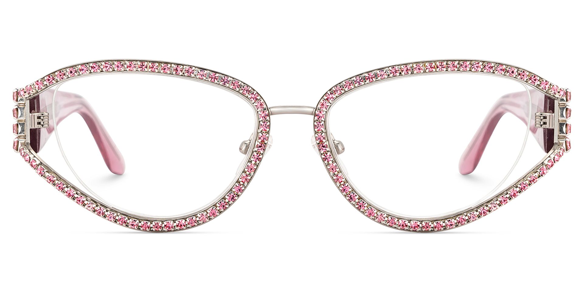 Ladies's Cat Eye Glasses With Shiny Pink Diamonds1