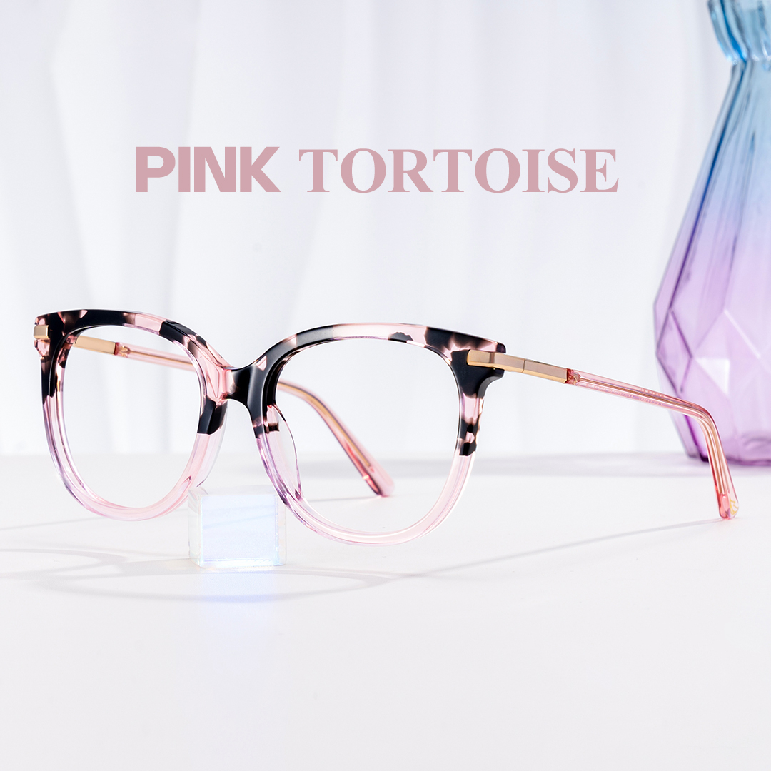 ZEELOOL Mailyn Round Pink Tortoise Glasses