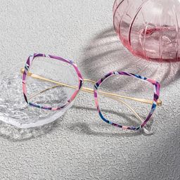 Keller Geometric Purple Floral Glasses0