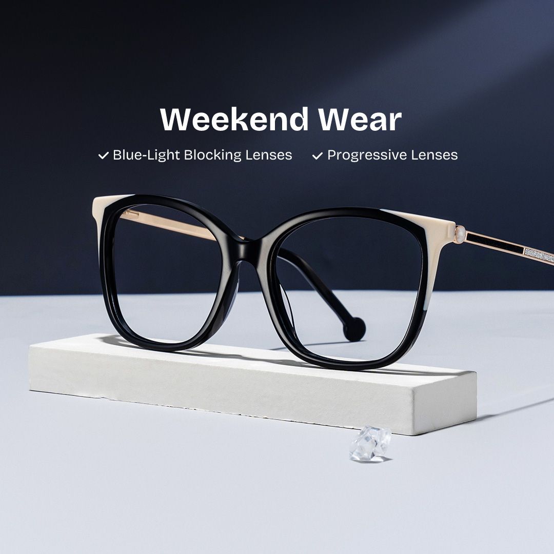 Nico Eyeglasses in Square Black White Frame | ZEELOOL Canada0