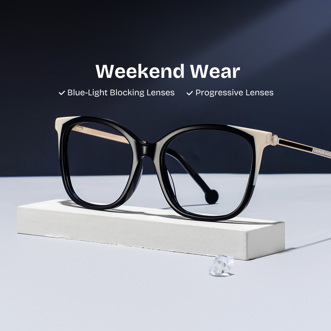 Nico Eyeglasses in Square Black White Frame | ZEELOOL Canada0