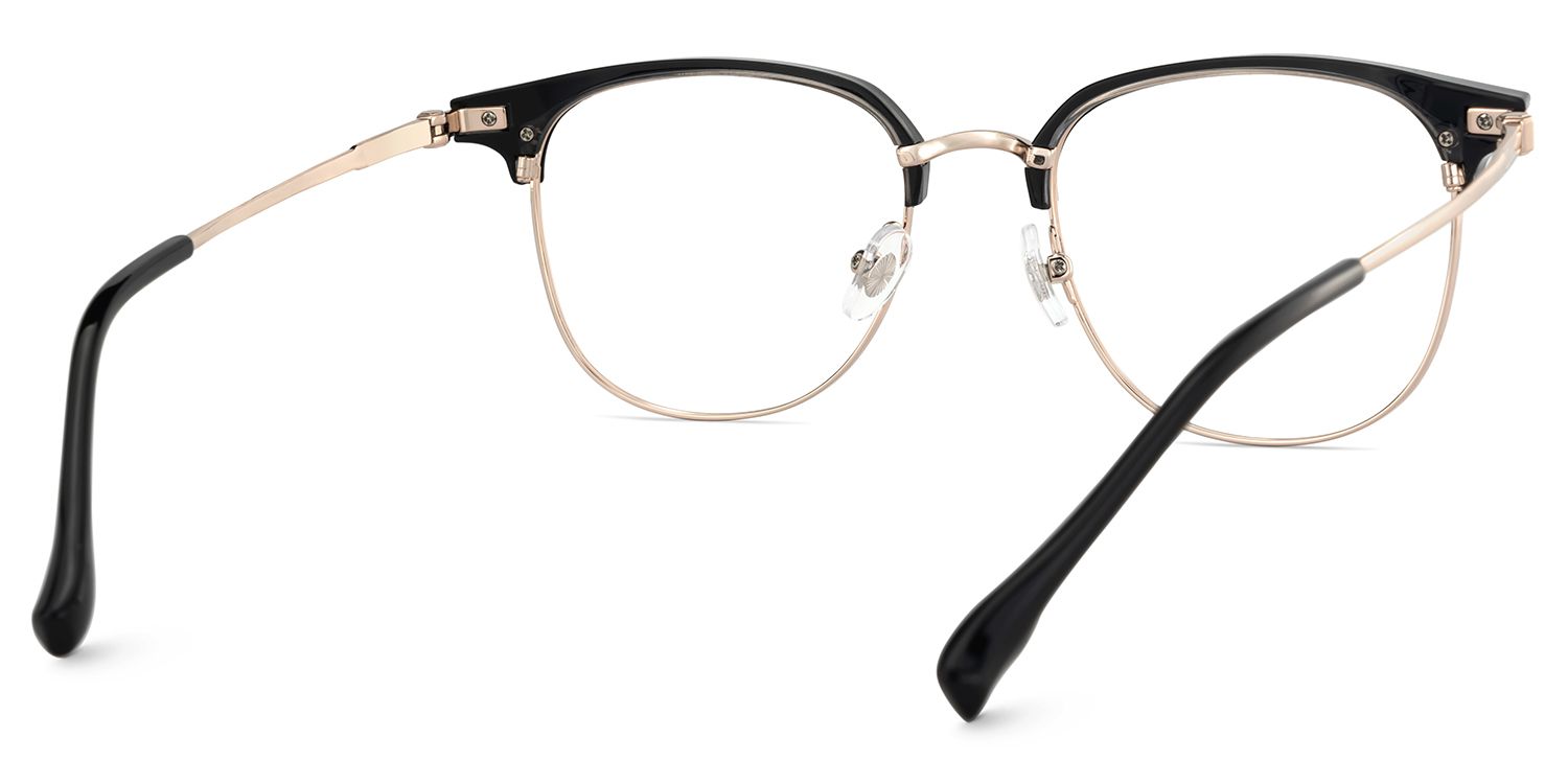 Oversized Browline Glasses With Black and Matte Gold Color5