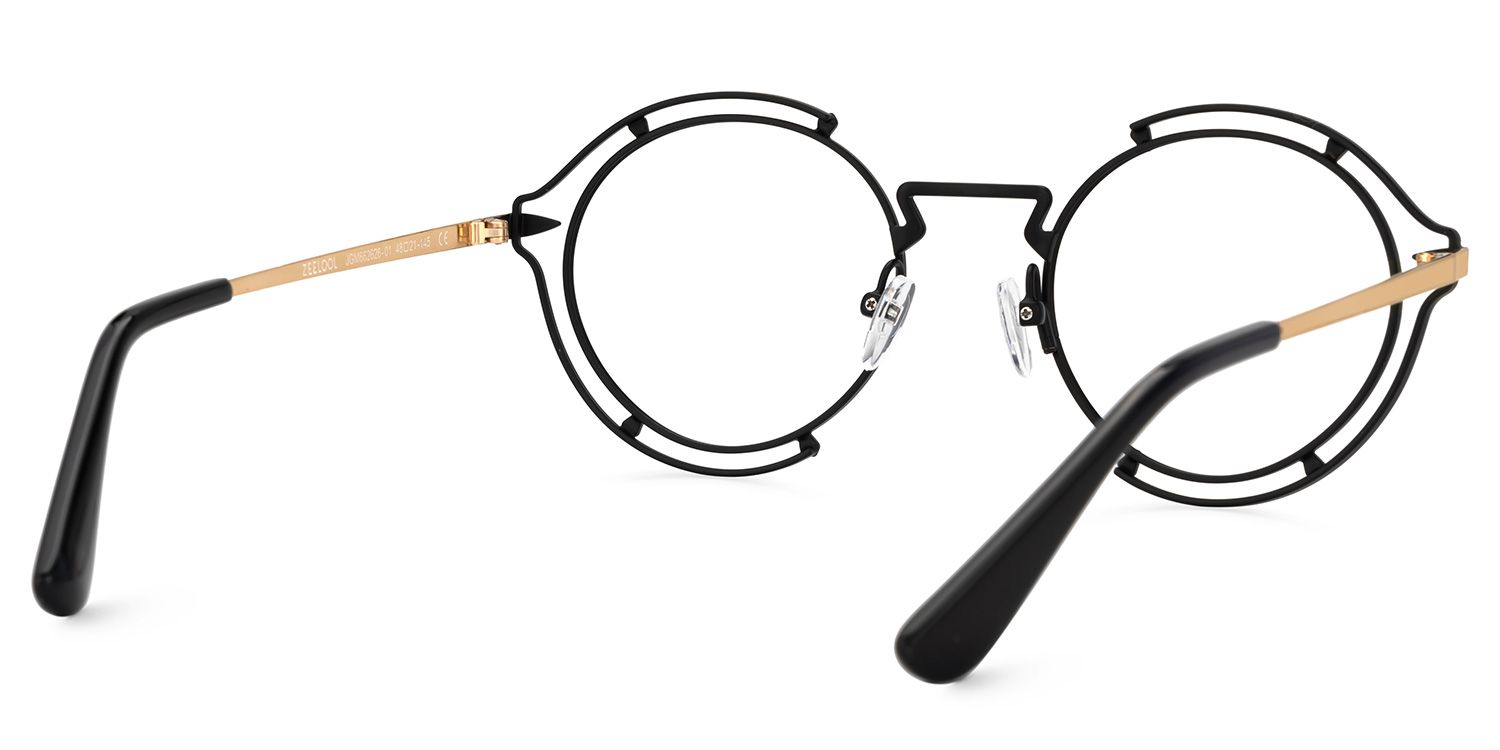 Round Black Eyeglasses Frames With Metal Material3