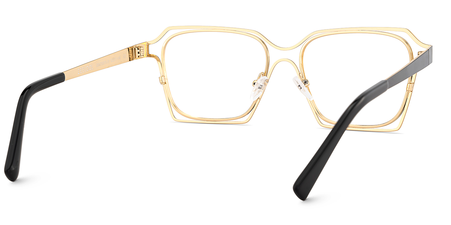 Foday Geometric Black Gold Glasses5