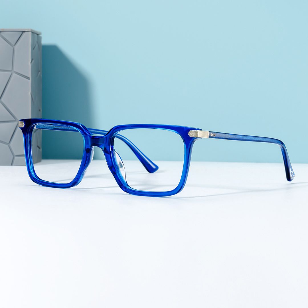 Thin Rectangle Glasses Frames in Blue Color0