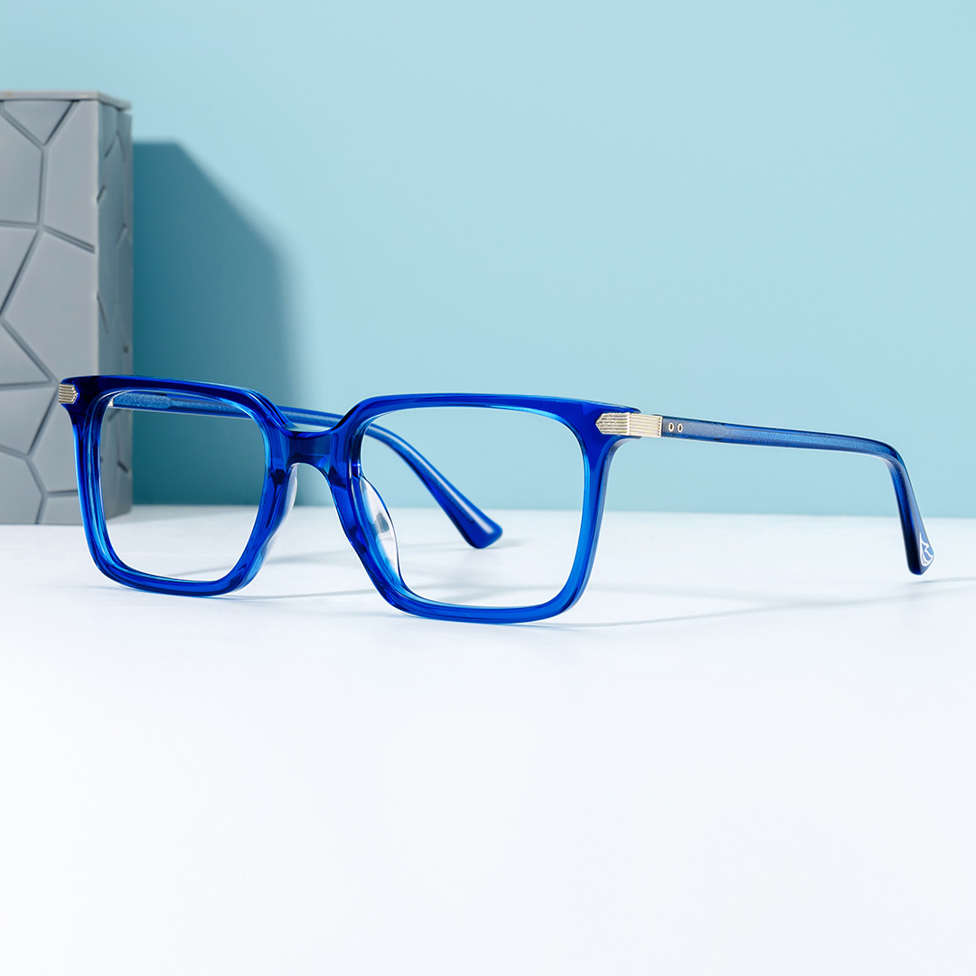 Thin Rectangle Glasses Frames in Blue Color0