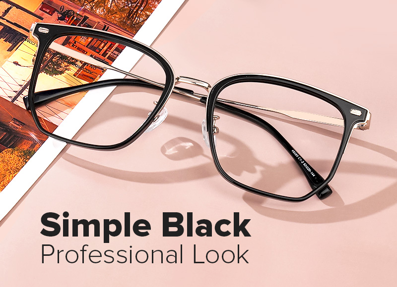 Roque Mixed-material Geometric Black Frame Glasses | ZEELOOL Canada5