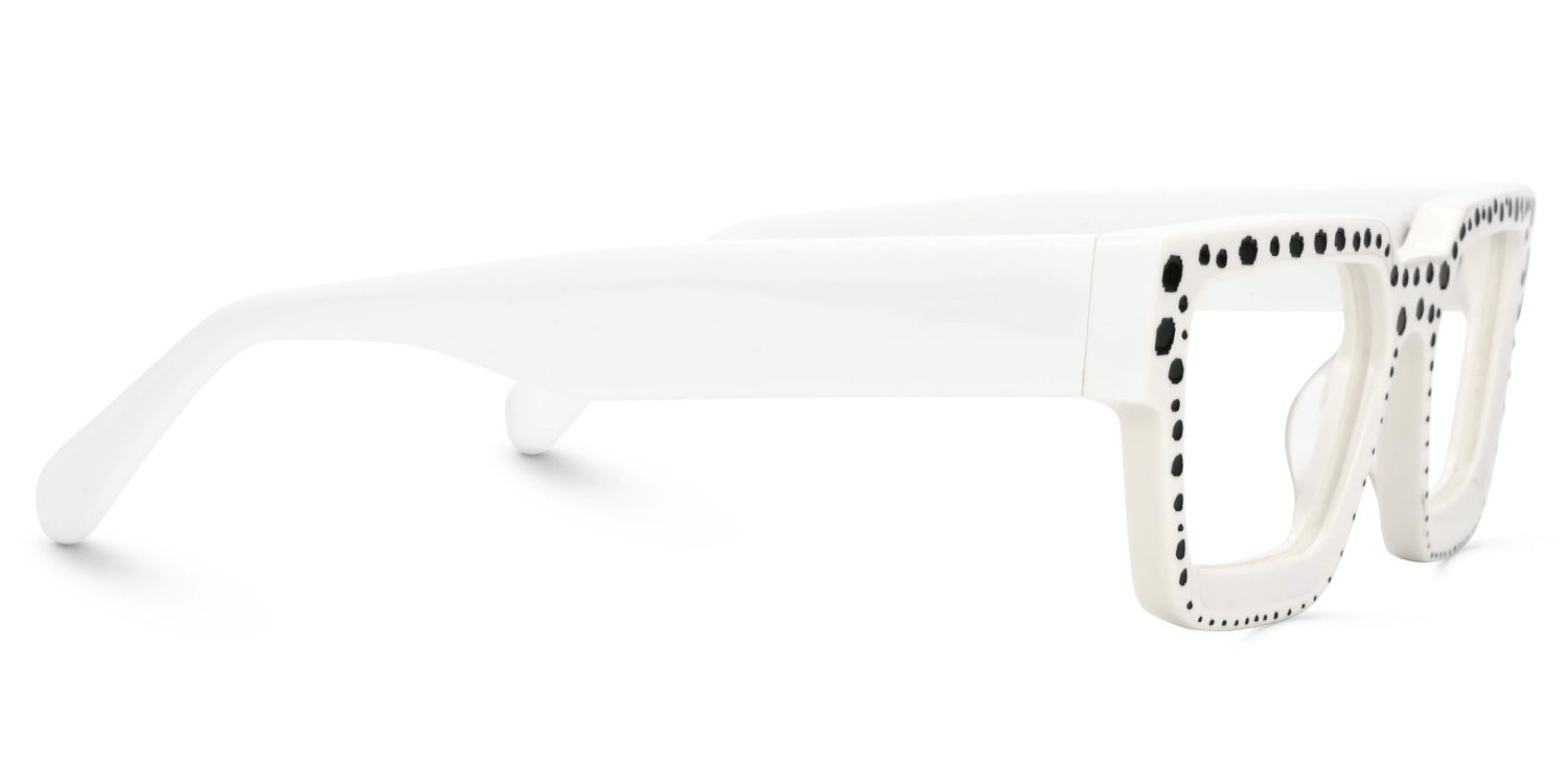 Gabriela Acetate Rectangle White Frame Glasses | ZEELOOL Canada2