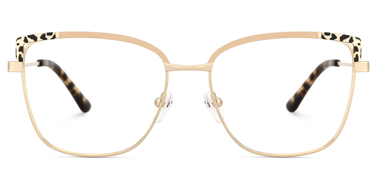 Square Metal Glasses With Pink and Tortoise Color1