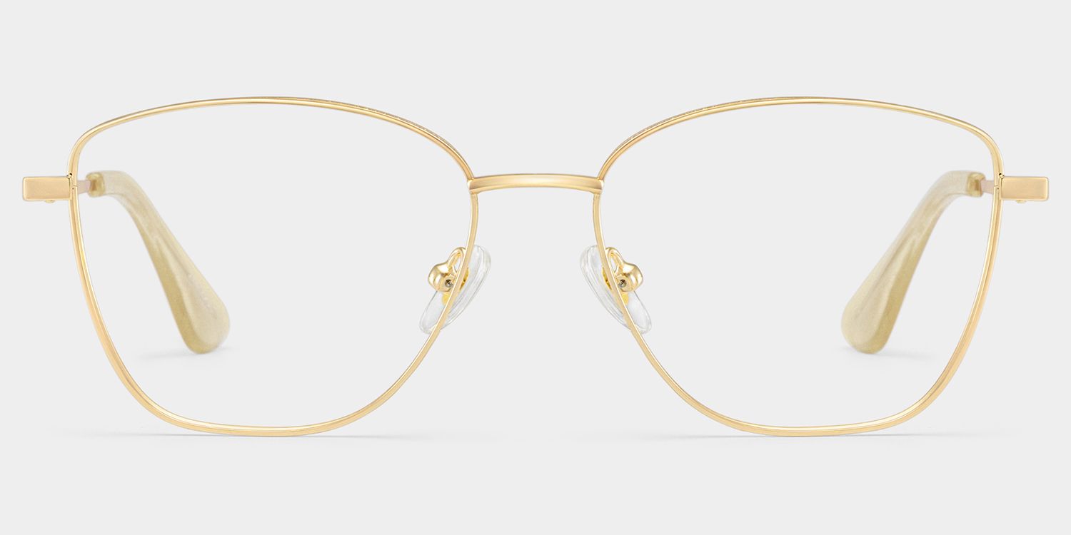 Skyler Square Gold Metal Glitter Frame Glasses | ZEELOOL0