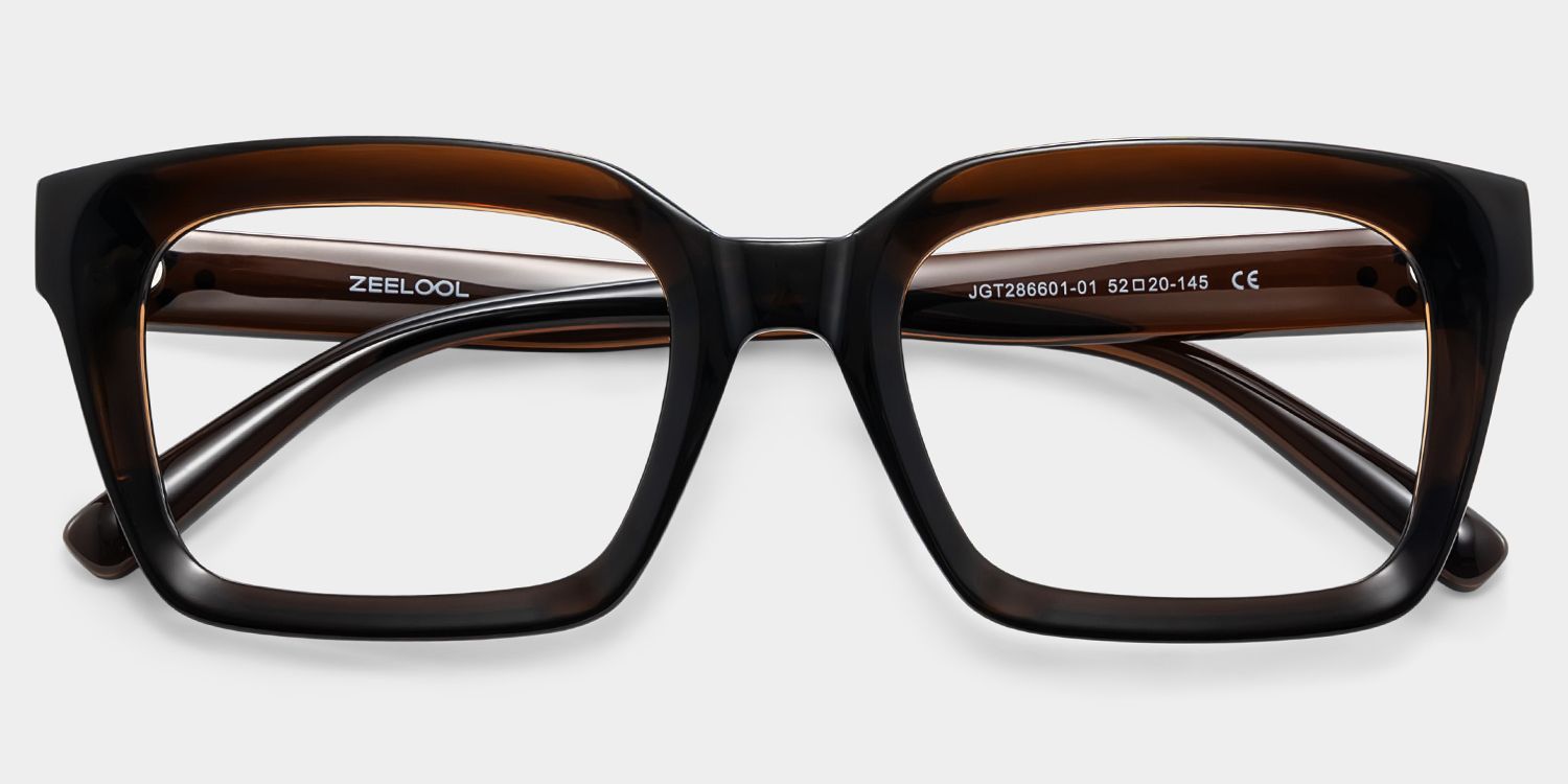 Marley Sepia Glasses / Dark Brown Rectangle Glasses | ZEELOOL1