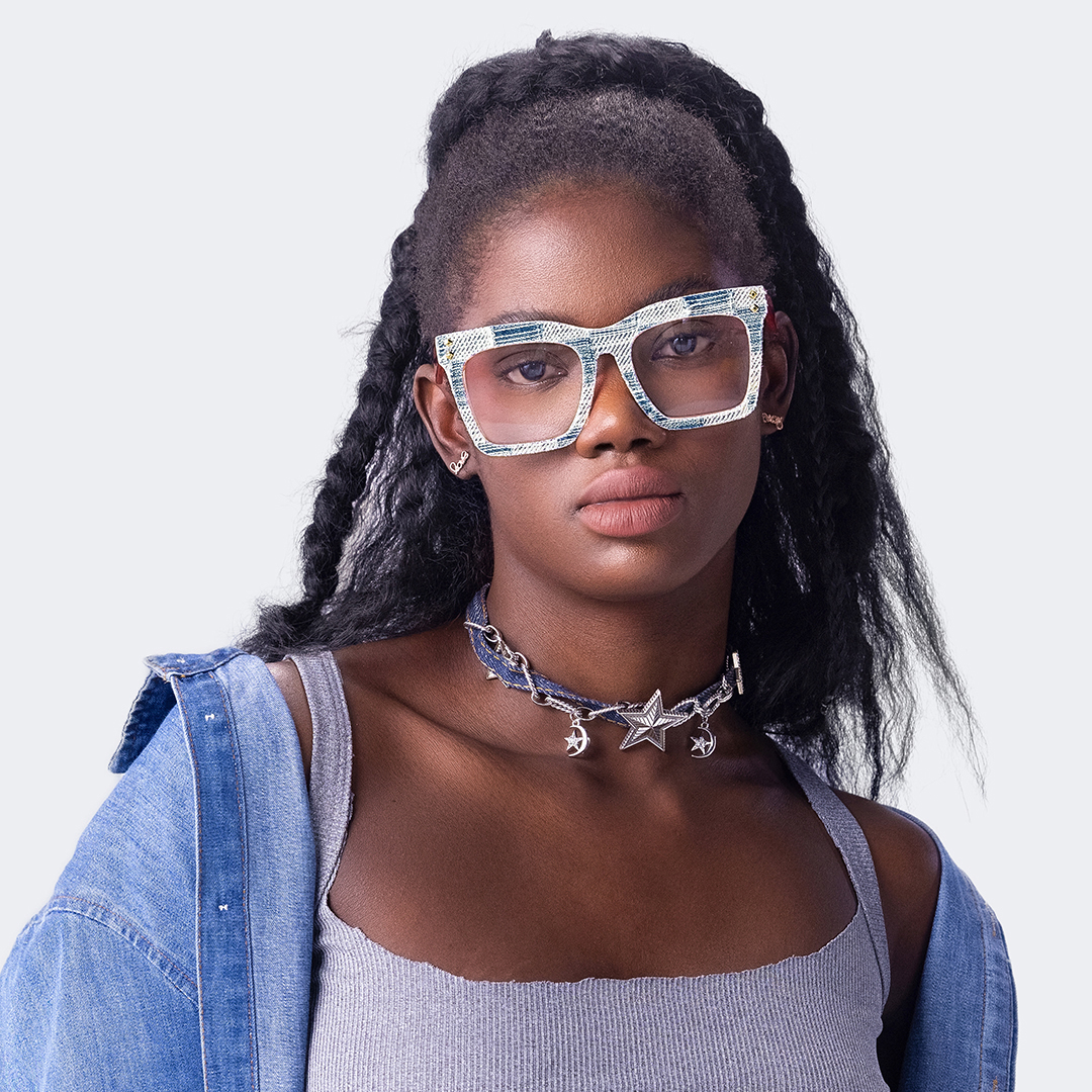 Porsha Square Blue White Glasses6