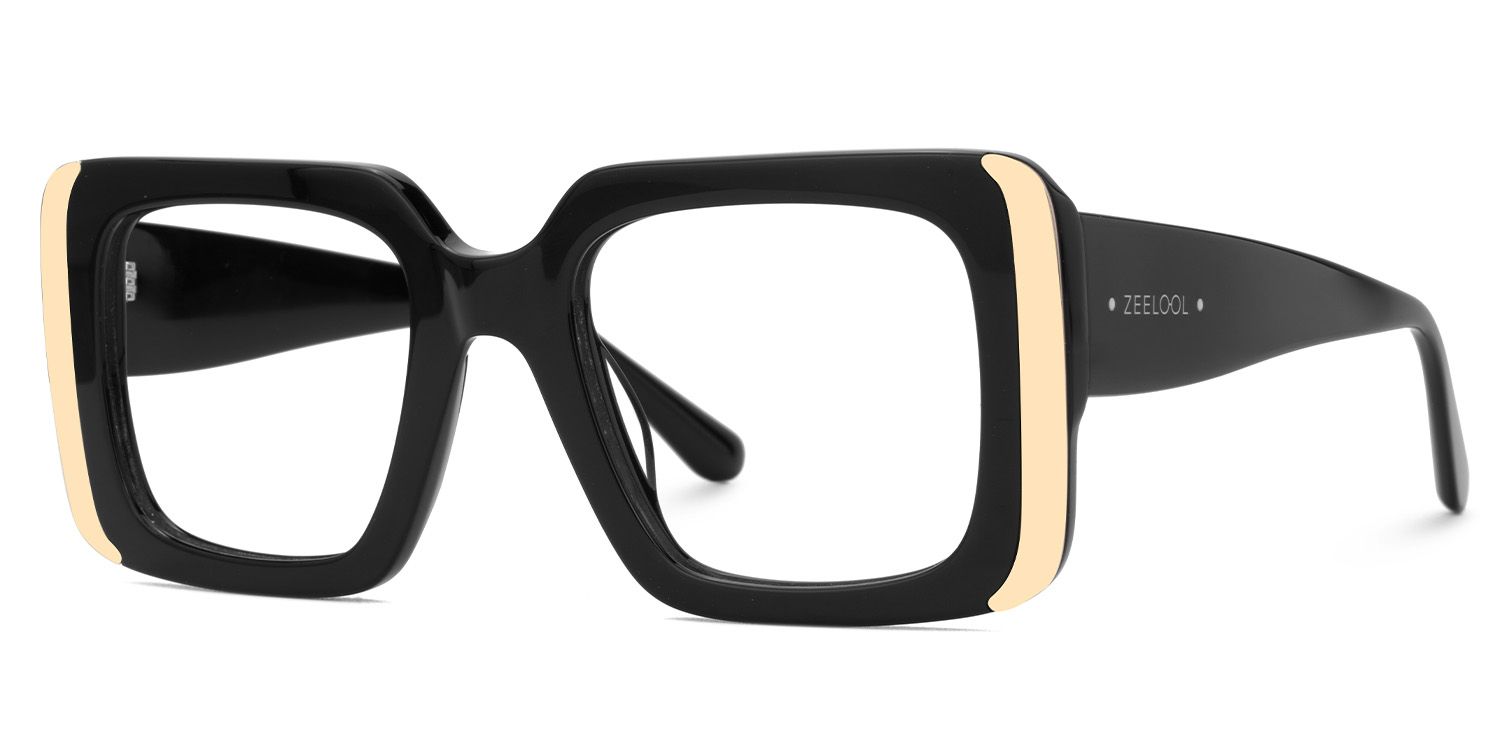 Black Rectangle Eyeglass Frames - Jesse Acetate Frame Glasses1