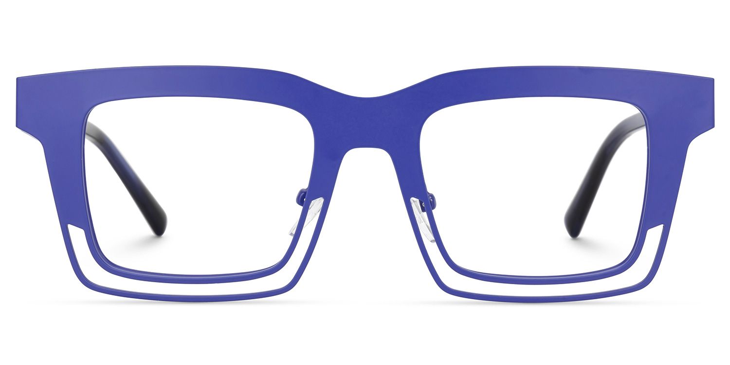 Evan Rectangle Blue Frame Eyeglasses for Males | ZEELOOL Canada0