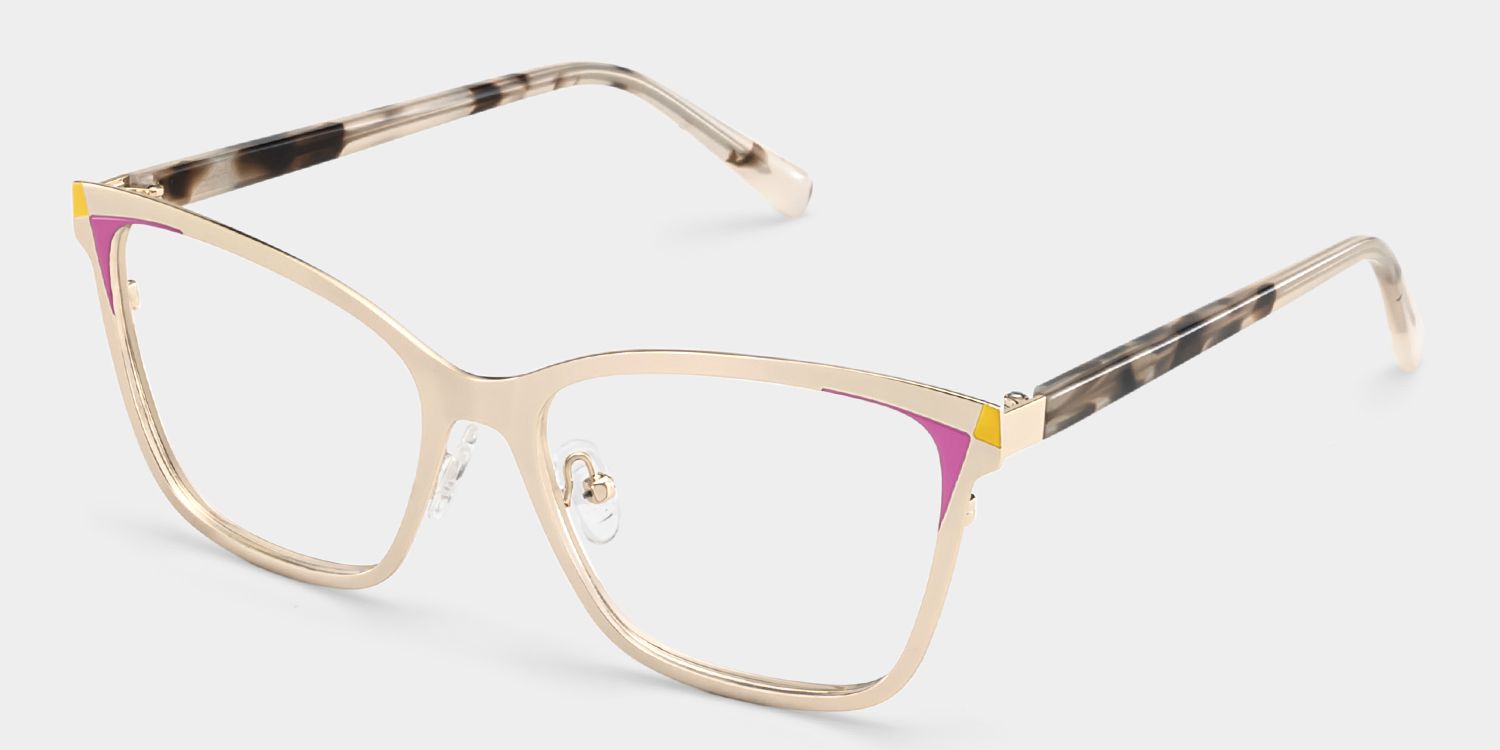 Elise Gold Frame Glasses with Rectangle Frame Online | ZEELOOL Canada3